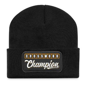 Conception typographique de Champion des mots croisés - Beanie recyclé à patch - noir - Devant
