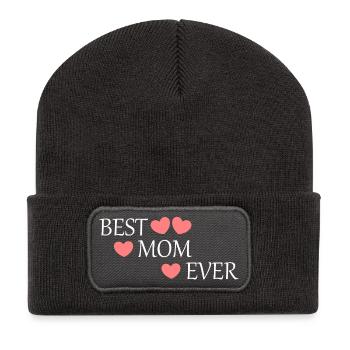 Muttertags Geschenk Mutter Muttertag Geschenkidee - Recycelte Patch Beanie - Dunkelgrau - Vorne