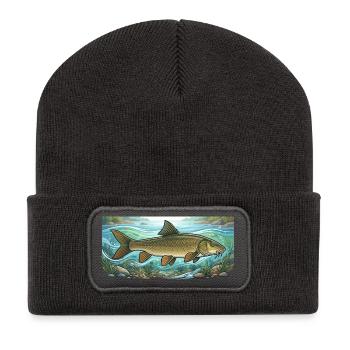 Pêche au barbeau Pêche - Beanie recyclé à patch - charbon - Devant