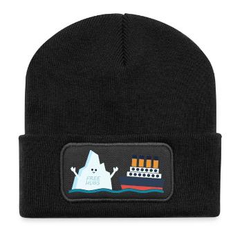 Titanic Funny Titanic and berg Free Hug Parody  - Recycled Patch Beanie - black - Front