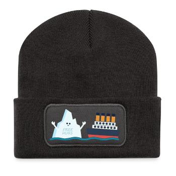 Titanic Lustige Titanic und Berg Free Hug Parodie - Recycelte Patch Beanie - Dunkelgrau - Vorne