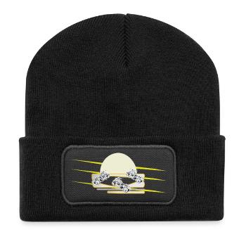 Biker Motorrad Chopper  - Recycelte Patch Beanie - Schwarz - Vorne