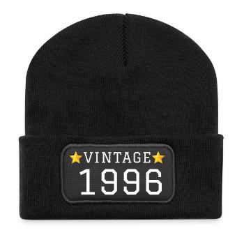 VINTAGE_1996_texte_blanc_etoiles_jaunes_sans_ - Recycled Patch Beanie - black - Front