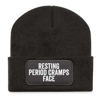 Period pain at rest – funny facial expressions - Recycled Patch Beanie - dark grey - Front