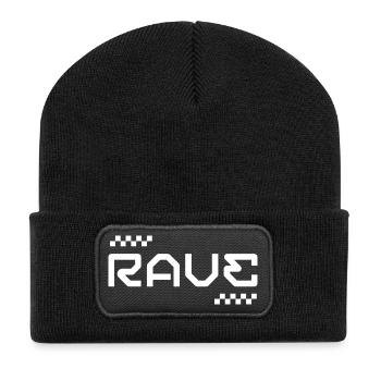 Geometrische RAVE Musik Futuristisches Wortzeichen - Recycelte Patch Beanie - Schwarz - Vorne