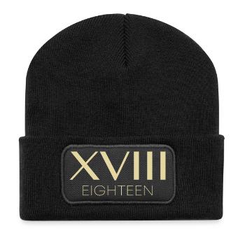 18th Birthday Gift Idea - Recycled Patch Beanie - black - Front