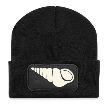 Coastal spiral shell sketch - Recycled Patch Beanie - black - Front