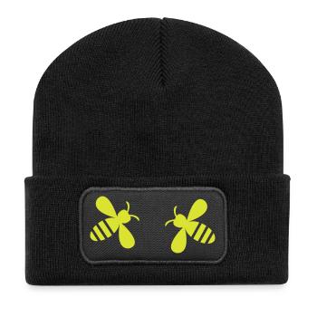 Neon Bee Duo - Beanie recyclé à patch - noir - Devant