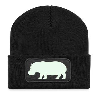 Silhouette d’hippopotame en vert pastel - Beanie recyclé à patch - noir - Devant