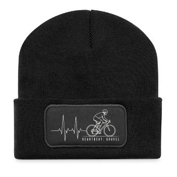 Heartbeat Gravel Bike - Recycelte Patch Beanie - Schwarz - Vorne