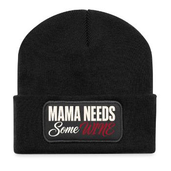 Mama braucht Wein - Lustiges Wein T-Shirt - Recycelte Patch Beanie - Schwarz - Vorne