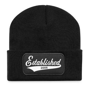 Established 2006 (Geburtsjahr, Geburtstag / White) - Recycelte Patch Beanie - Schwarz - Vorne