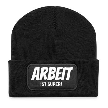 Work is great saying - Recycled Patch Beanie - black - Front