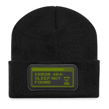 404 Schlaf NichtGefunden - Recycelte Patch Beanie - Schwarz - Vorne