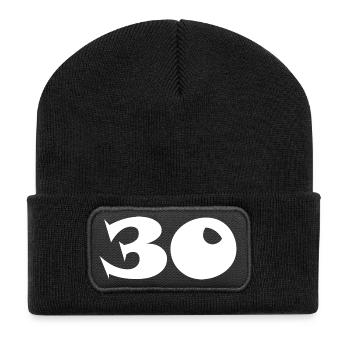 30 - Recycelte Patch Beanie - Schwarz - Vorne