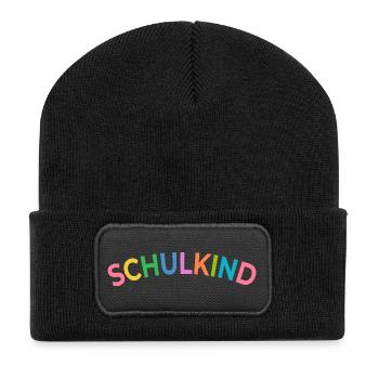 Erste Klasse - Schulkind - Name eintragen - Recycelte Patch Beanie - Schwarz - Vorne
