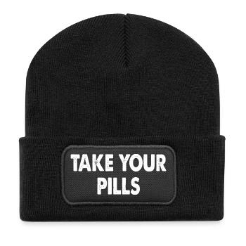 Take Your Pills - Recycelte Patch Beanie - Schwarz - Vorne