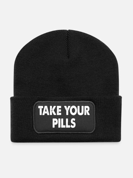 Take Your Pills - Recycelte Patch Beanie - Schwarz