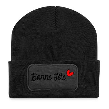 FROHER VATERTAG. PAPA. VATERTAG - Recycelte Patch Beanie - Schwarz - Vorne