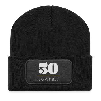 50, so what‽ - Recycelte Patch Beanie - Schwarz - Vorne