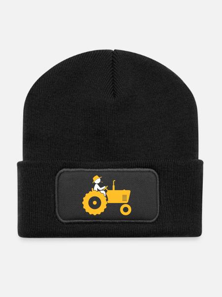 Landwirt auf Traktor - Recycelte Patch Beanie - Schwarz