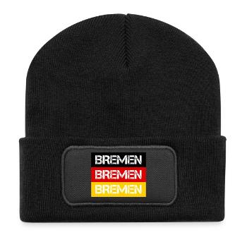 STADT BREMEN, DEUTSCHLAND - Recycelte Patch Beanie - Schwarz - Vorne