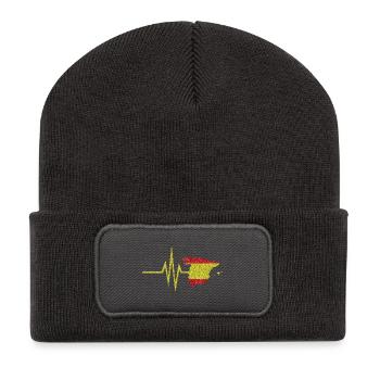 Mein Herz schlägt für Spanien - Landkarte spanisch - Recycelte Patch Beanie - Dunkelgrau - Vorne