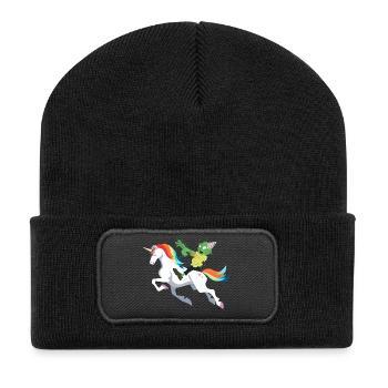 Happy Halloween unicorn zombie funny gift - Recycled Patch Beanie - black - Front