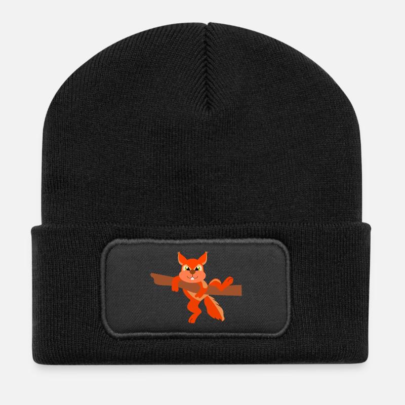 Eichhörnchen - Recycelte Patch Beanie - Schwarz