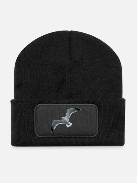 Möwe - Recycelte Patch Beanie - Schwarz