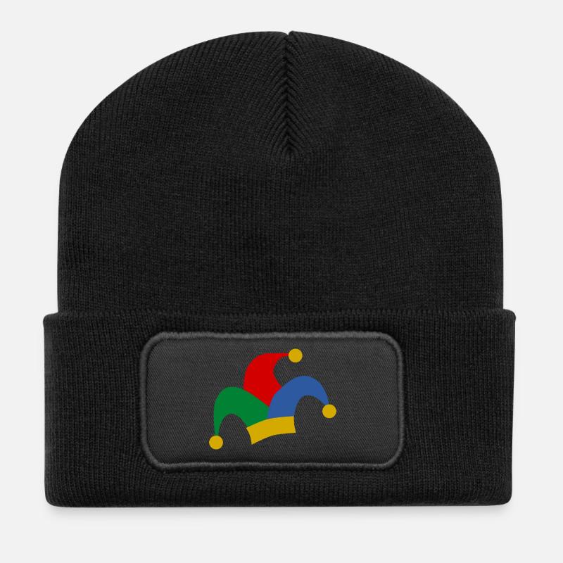 clown harlekin hofnarr kasper komiker narr witzbol - Recycelte Patch Beanie - Schwarz