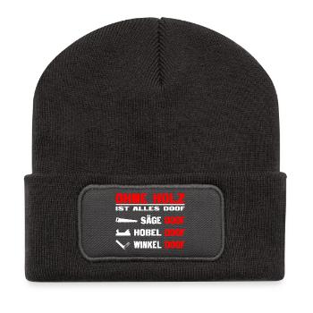 Holz doof Tischler - Recycelte Patch Beanie - Dunkelgrau - Vorne