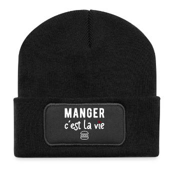 Manger cadeau humour - Beanie recyclé à patch - noir - Devant