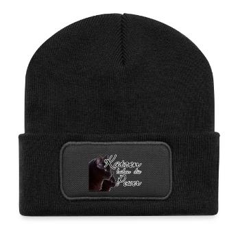Katzen Katze Tier Haustier Spruch Liebe Geschenk - Recycelte Patch Beanie - Schwarz - Vorne