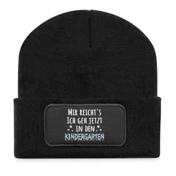 Kindergartenkind - mir reichts Kindergarten - Recycelte Patch Beanie - Schwarz - Vorne