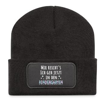 Kindergartenkind - mir reichts Kindergarten - Recycelte Patch Beanie - Dunkelgrau - Vorne