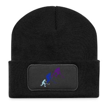 hockey rink player6 Silhouette Animation - Recycled Patch Beanie - black - Front