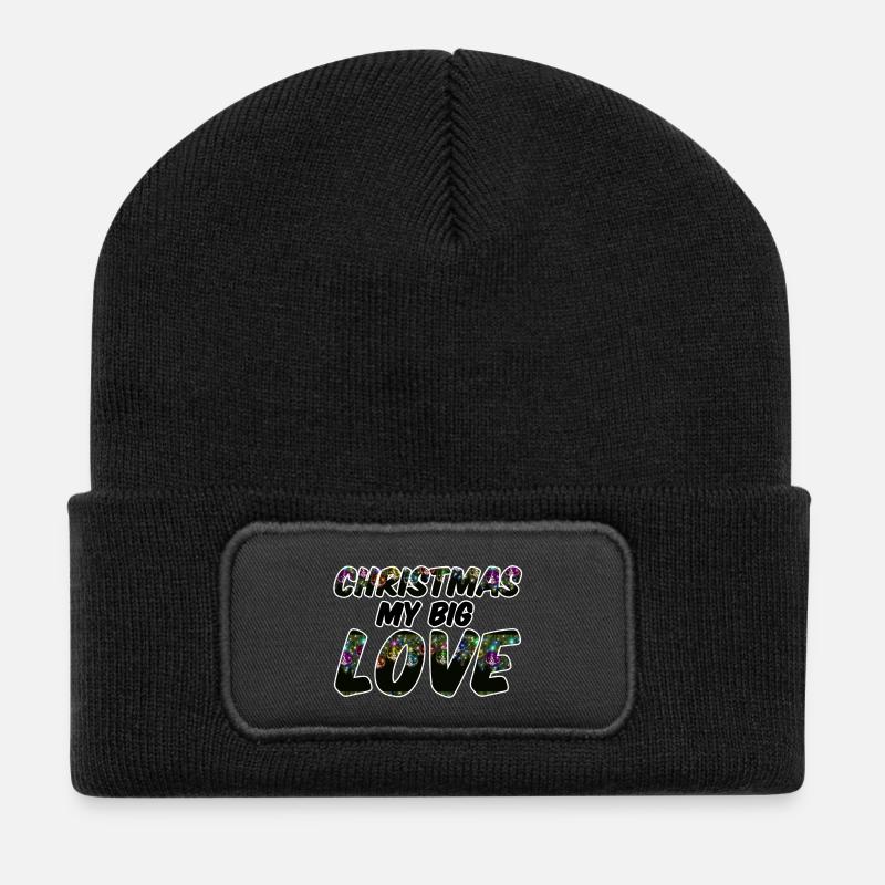 Christmas Love Weihnachten Spruch Geschenk - Recycelte Patch Beanie - Schwarz