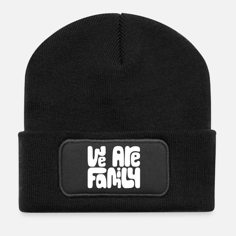 We are Family - Recycelte Patch Beanie - Schwarz