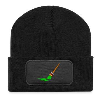 Urban Graffiti Pinsel Design - Recycelte Patch Beanie - Schwarz - Vorne