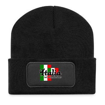 Italia Italien italienisch Urlaub Ferien Geschenk - Recycelte Patch Beanie - Schwarz - Vorne