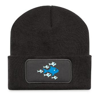 Cute Fish Babys And Mother - Recycled Patch Beanie - dark grey - Front