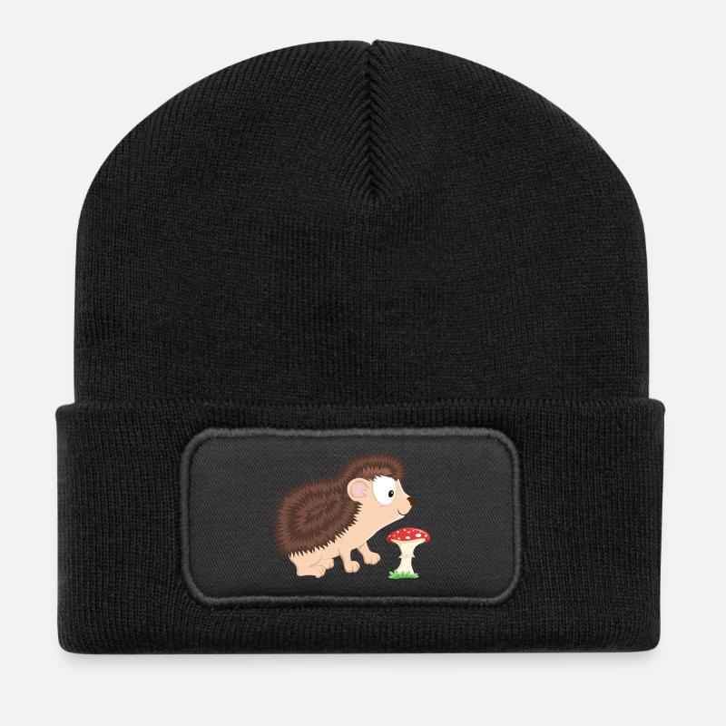 Igel Waldtiere-Serie - Recycelte Patch Beanie - Schwarz