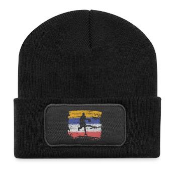 Vintage basket-ball cadeau rétro dribbling équipe - Beanie recyclé à patch - noir - Devant