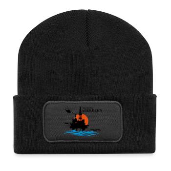 North Sea Aberdeen Oil Rig Platform - Recycled Patch Beanie - black - Front