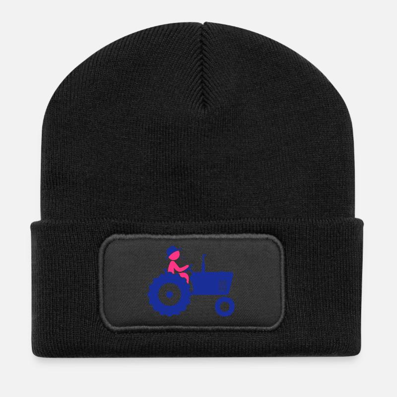 Farmer on tractor - Recycled Patch Beanie - black