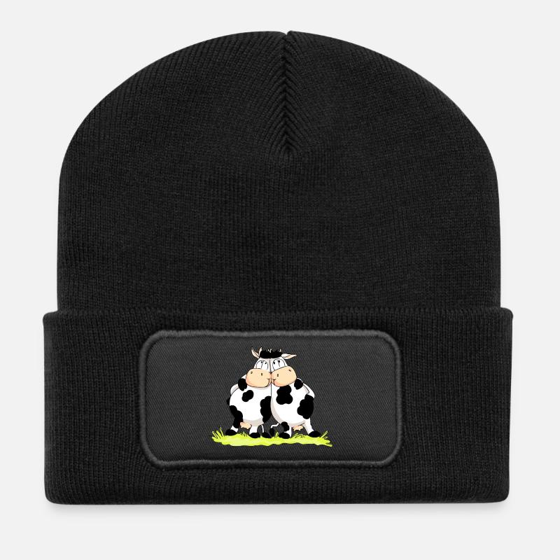 Twin Cows - Recycled Patch Beanie - black