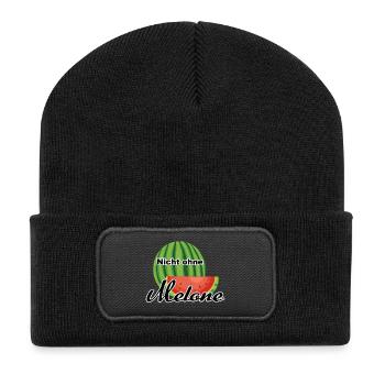 Melone Wassermelone Somme - Recycelte Patch Beanie - Schwarz - Vorne