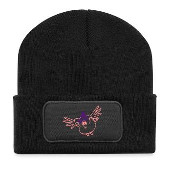 Flying pigs / pig flying (2c) - Recycled Patch Beanie - black - Front
