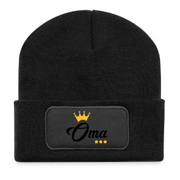 Grandma Gran Oma Grand-Mère Grand Mere - Recycled Patch Beanie - black - Front